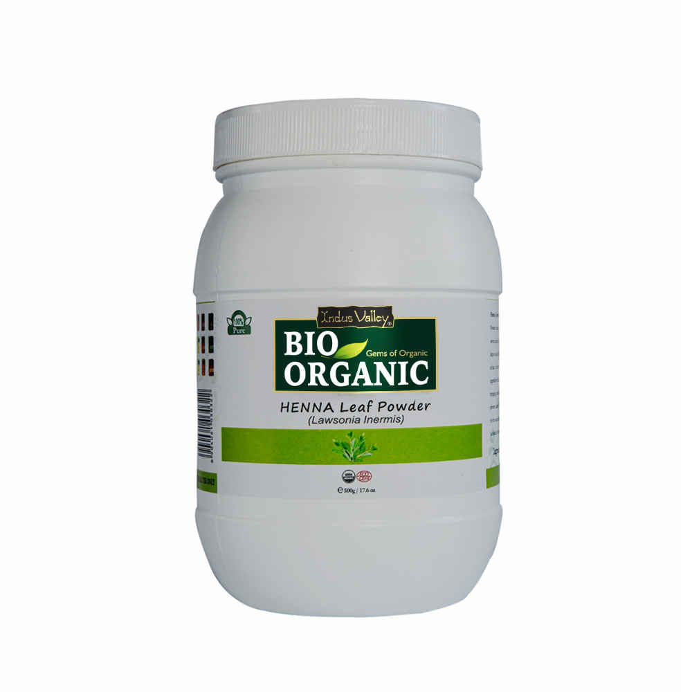 Buy Indus Valley Bio Organic Henna Leaf powder jar-(500 g) - Purplle