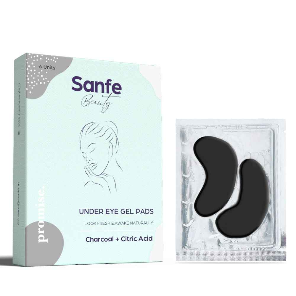 Buy Sanfe Beauty Charcoal Under Eye Gel Pads | Treats dark circles, puffy eyes, fine lines and dehydrated under-eye skin 6 Units - Purplle