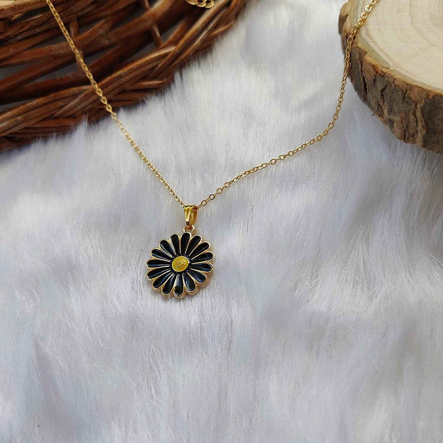 Buy Rack Jack Y2K Charm Pendant Gold Necklace - Daisy - Black - Purplle