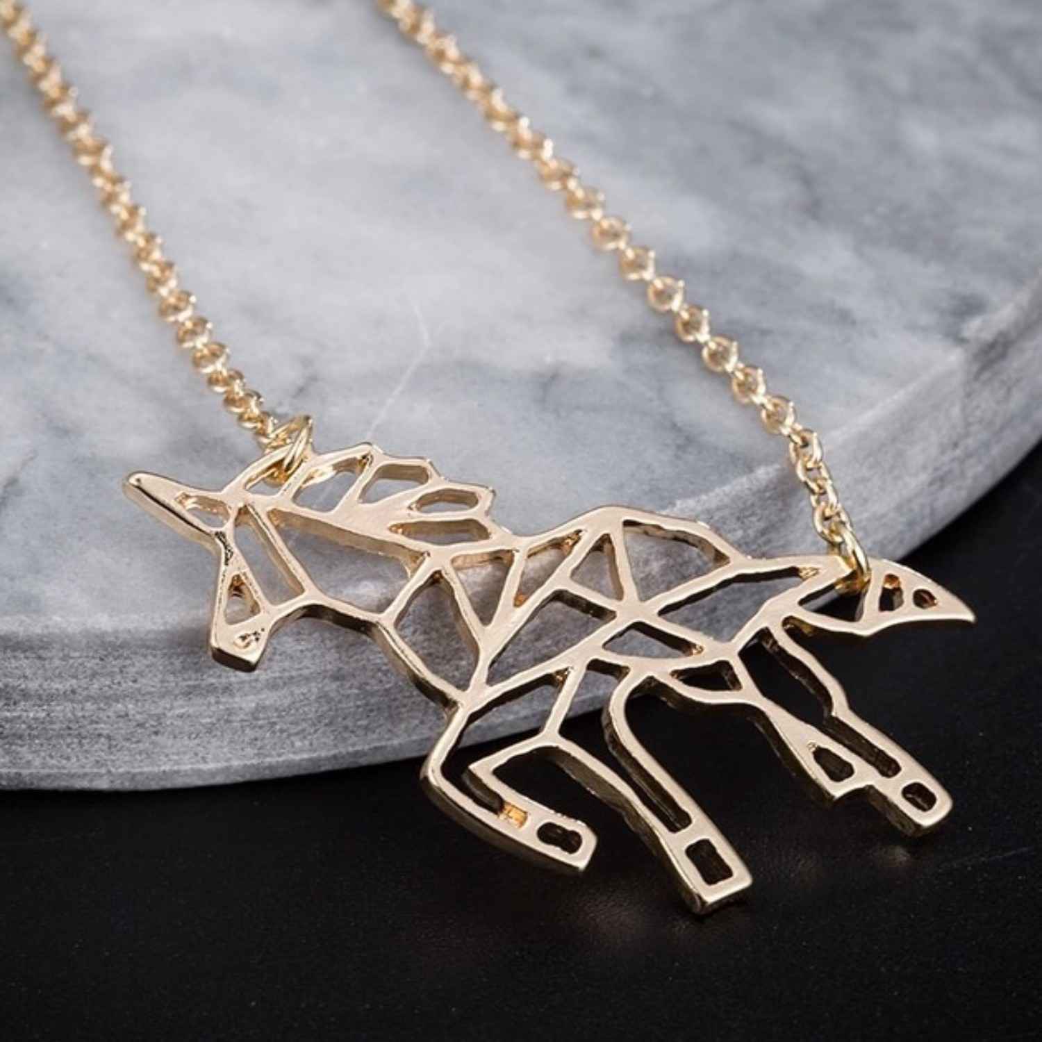 Buy Rack Jack Unicorn Origami Pendant Necklace - Gold Colour| Birthday Gifts for Girls & Women, Fancy Jewellery - Purplle