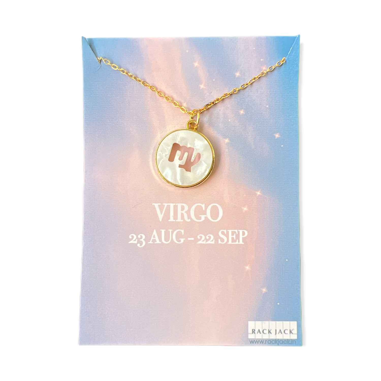 Buy Rack Jack Constellation Mother of Pearl Shell Charm Pendant Gold Necklace - White - Virgo - Purplle
