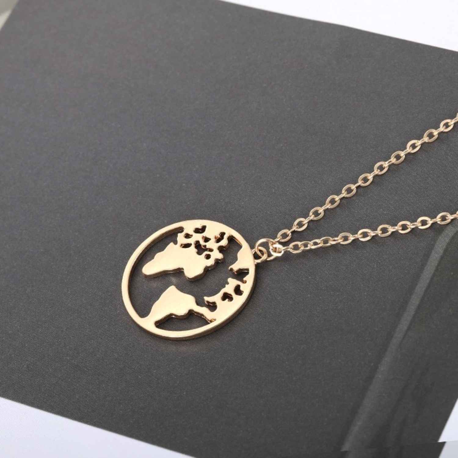 Buy Rack Jack World Map Round Pendant Necklace - Gold Colour| Unisex Birthday Gifts, Fancy Jewellery - Purplle