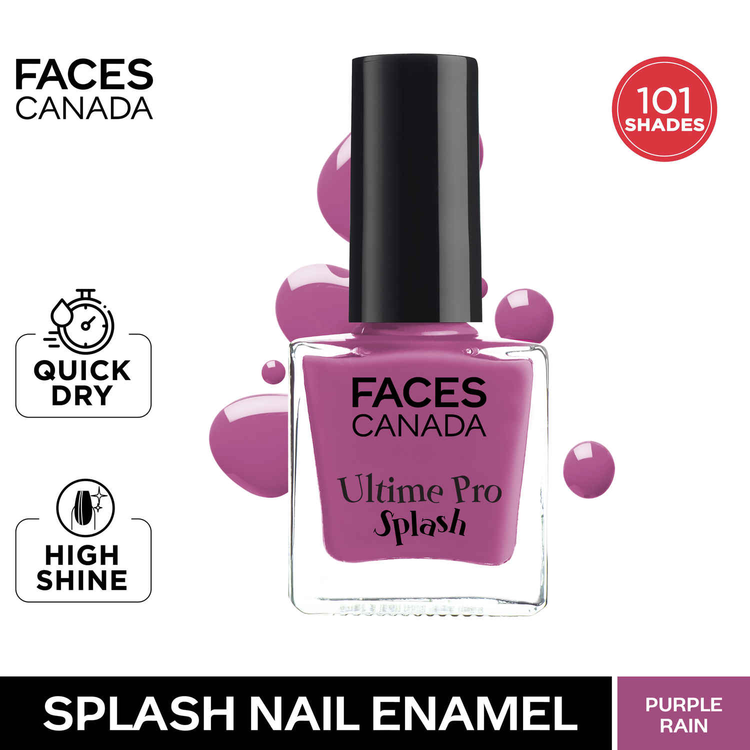 Buy FACES CANADA Ultime Pro Splash Nail Enamel - Purple Rain 19 (8ml) | Quick Drying | Glossy Finish | Long Lasting | No Chip Formula | High Shine Nail Polish For Women | No Harmful Chemicals - Purplle