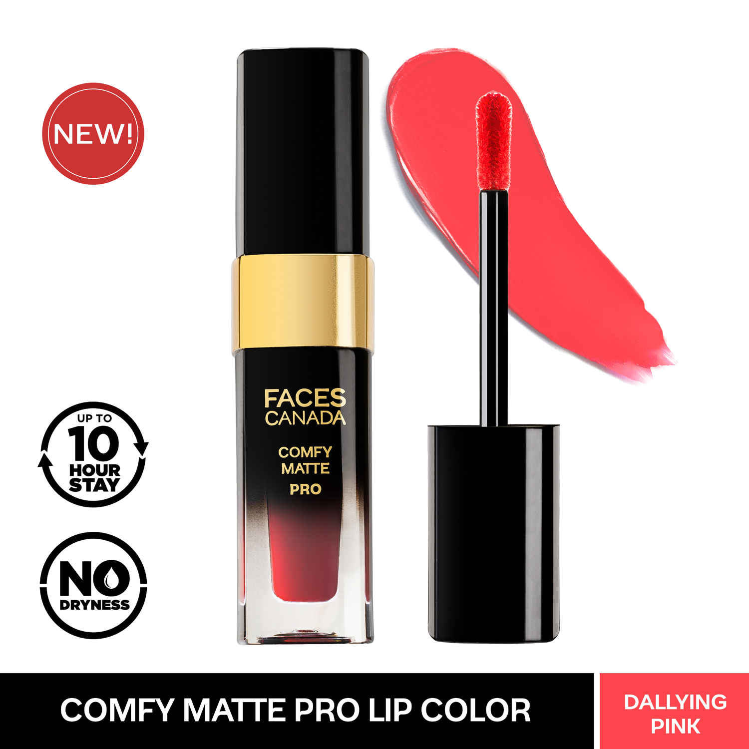 Buy FACES CANADA Comfy Matte Pro Liquid Lipstick - Dallying Pink 12, 5.5 ml | 10HR Longstay | Intense Color | Macadamia Oil & Olive Butter Infused | Lightweight Super Smooth | No Dryness | No Alcohol - Purplle