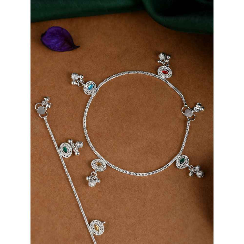 Buy Silvermerc Designs Silver Plated ethnic anklet payal for women - Purplle
