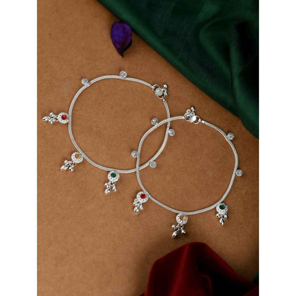 Buy Silvermerc Designs Kolusu Ethnic Silver anklets for women - Purplle