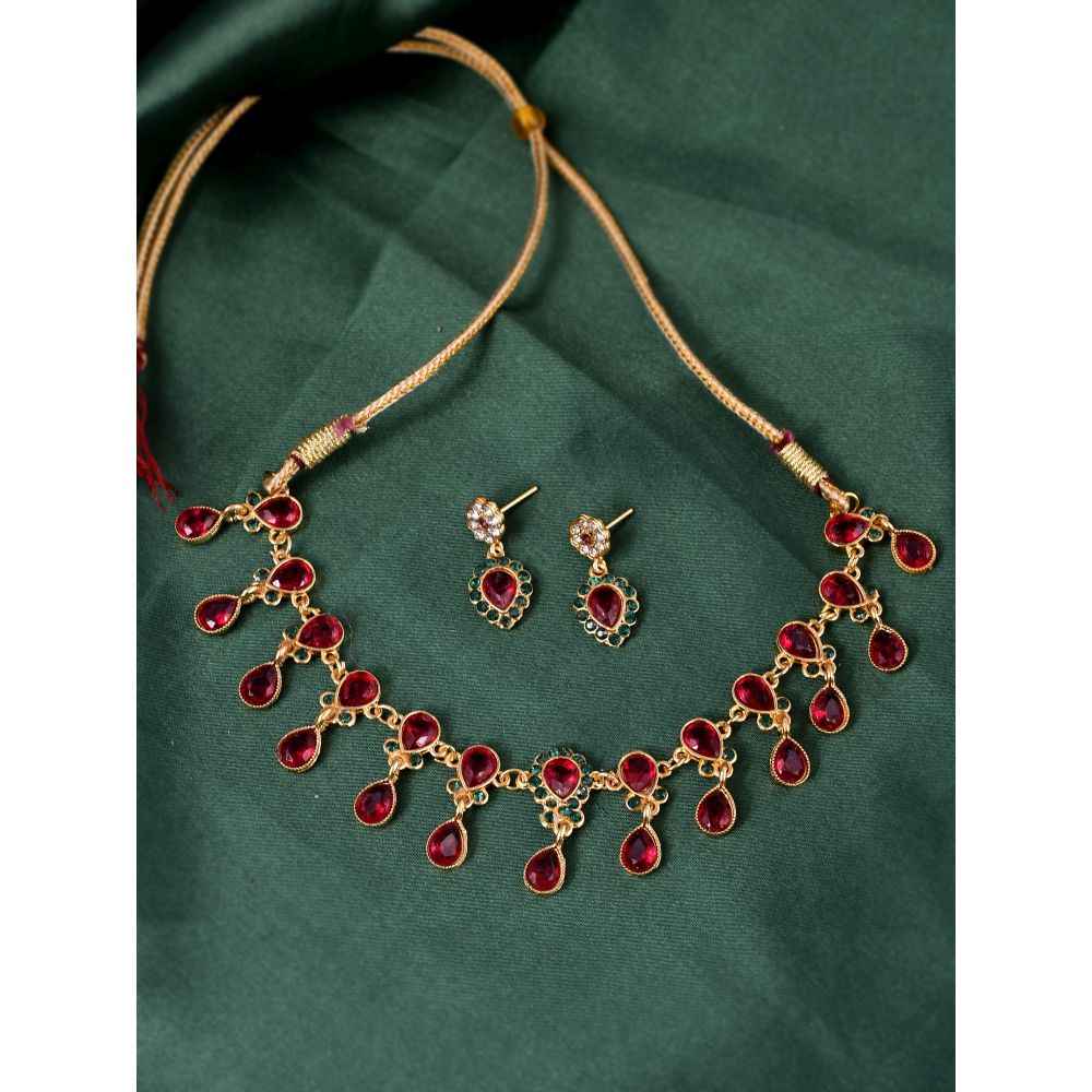 Buy Silvermerc Designs Gold Plated American Diamond Ethnic Jewellery Set For Women - Purplle