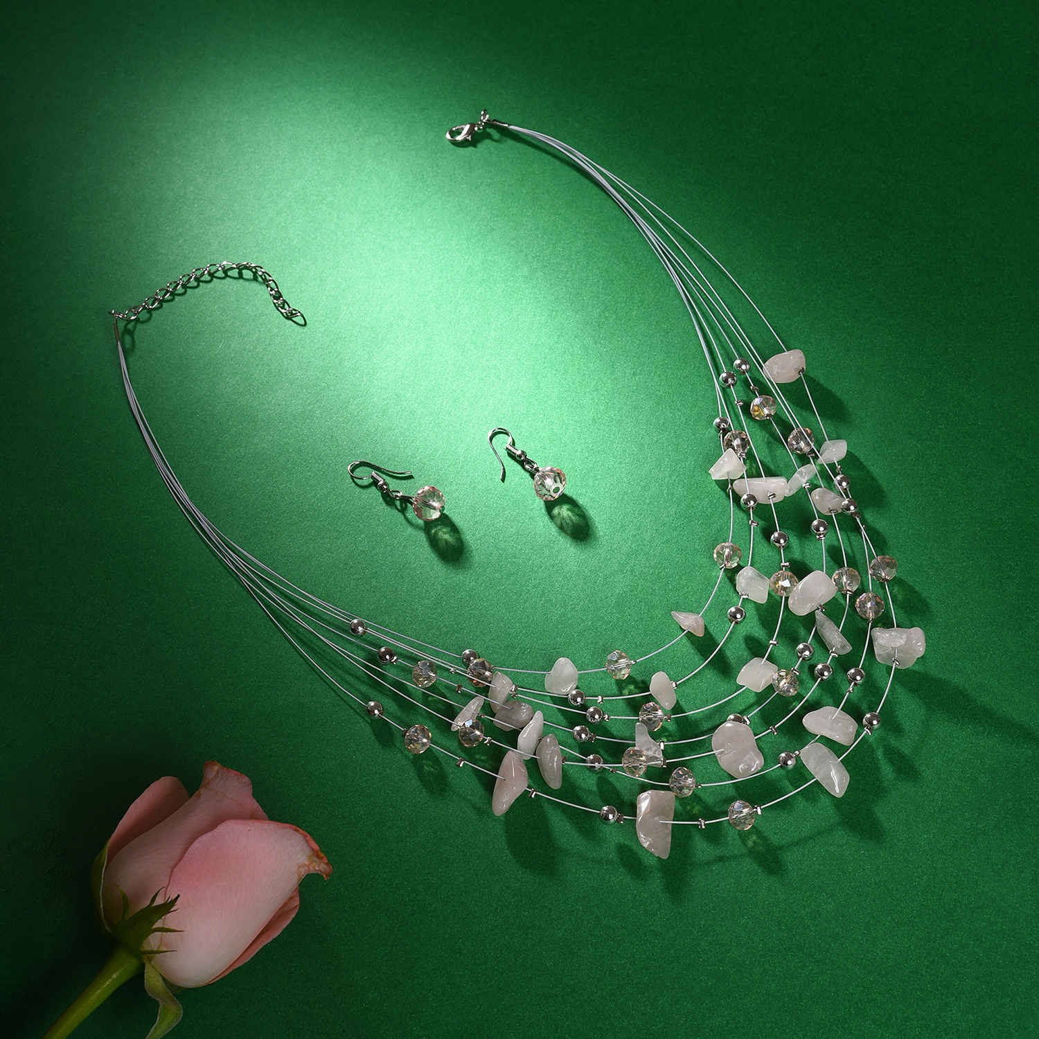Buy SOHI Silver Plated Designer Stone Necklace and Earring Set - Purplle