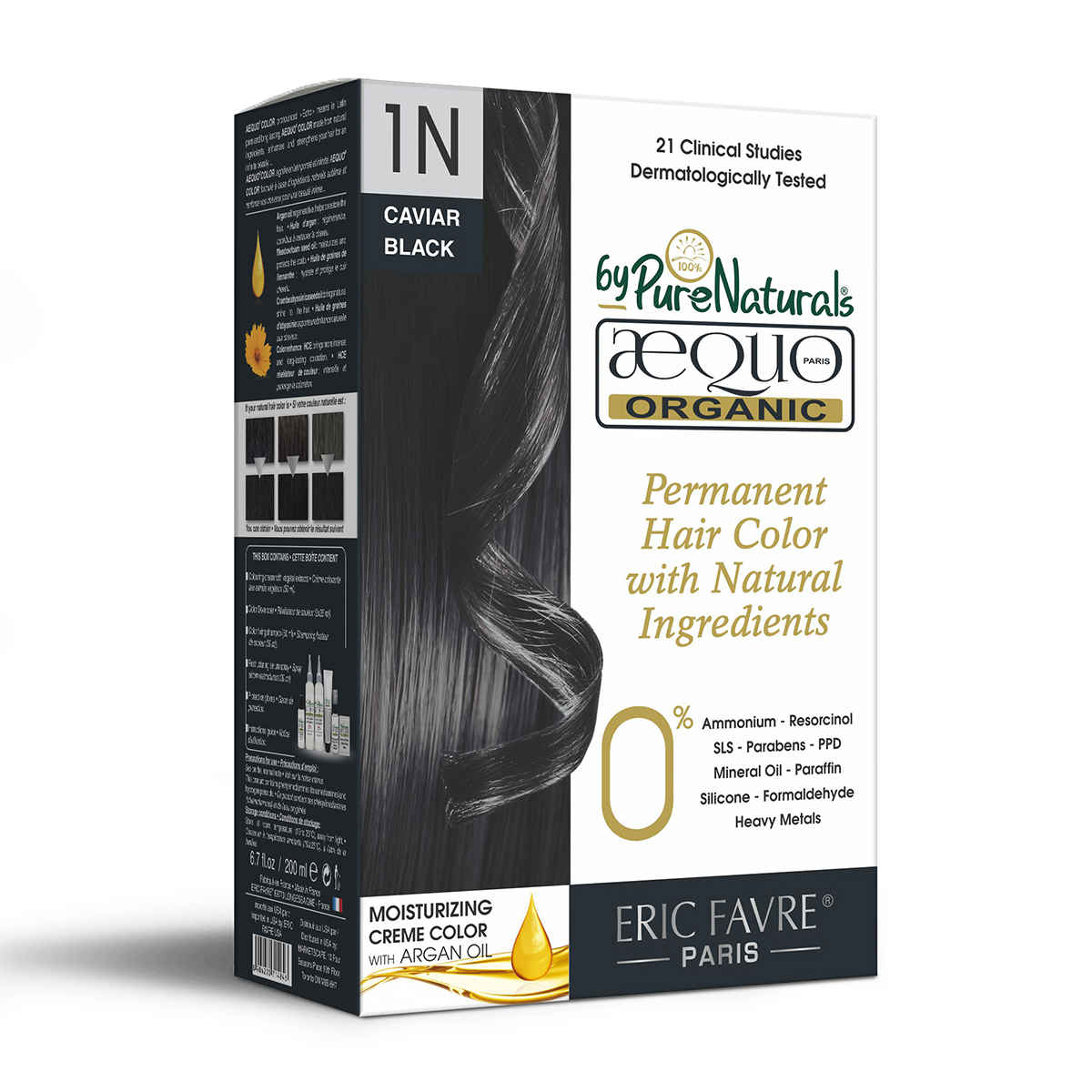 Buy Aequo Organic Dermatologist Recommended Permanent Cream Hair Color Kit 1N Caviar Jet Black 160ml - Purplle