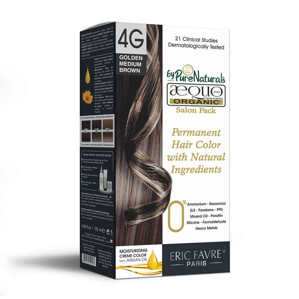 Buy Aequo Organic Damage Free Cream Hair Color Salon Pack 4G Golden Medium Brown 120 ml - Purplle