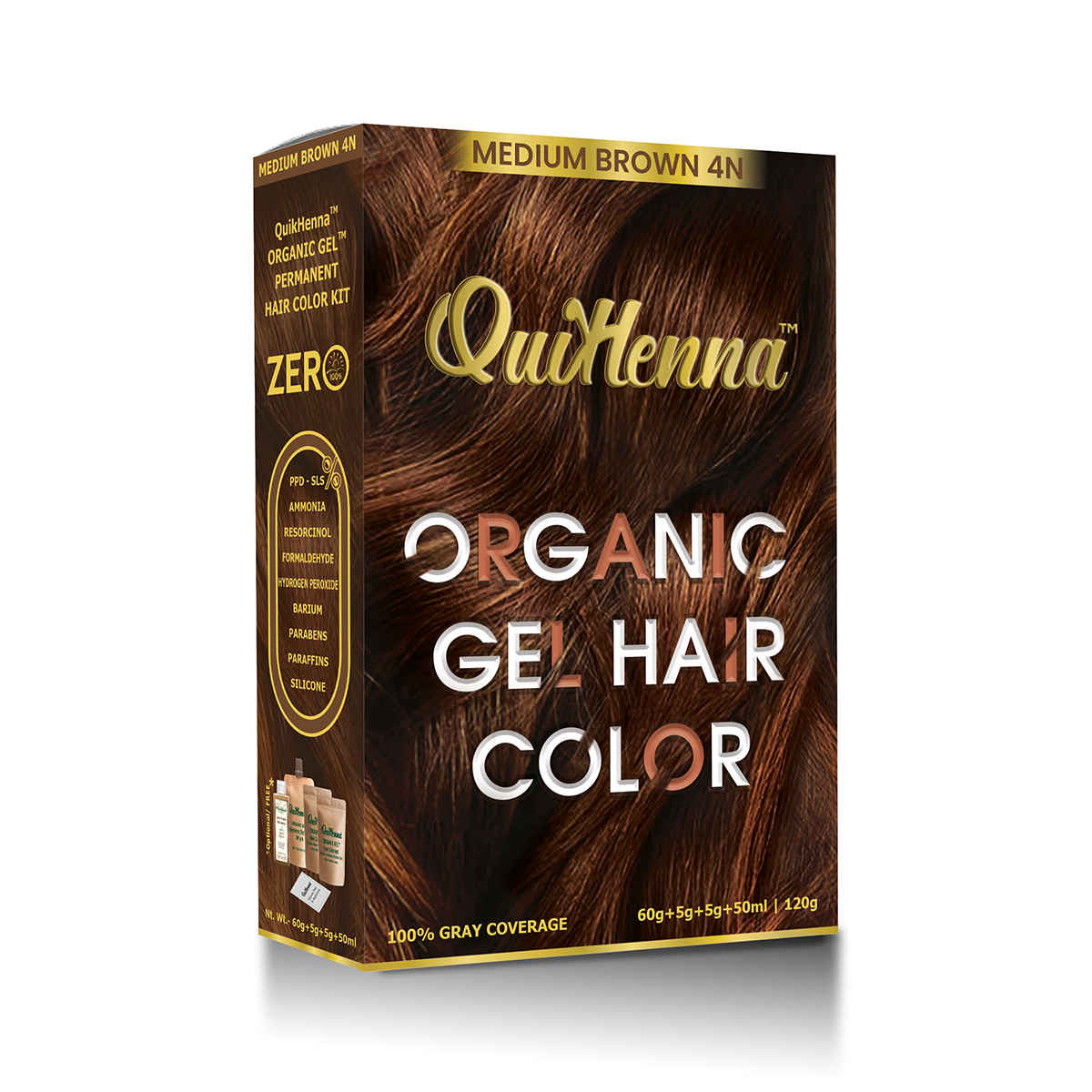 Buy QuikHenna Damage Free Organic Gel Hair Color Medium Brown 4N 120 gm - Purplle