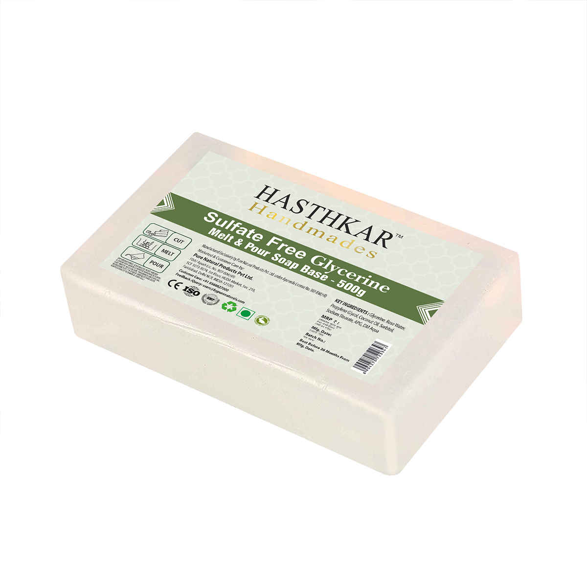 Buy Hasthkar Handmades Paraben Sls Free Glycerine Pour & Melt Soap Base 500 gm - Purplle