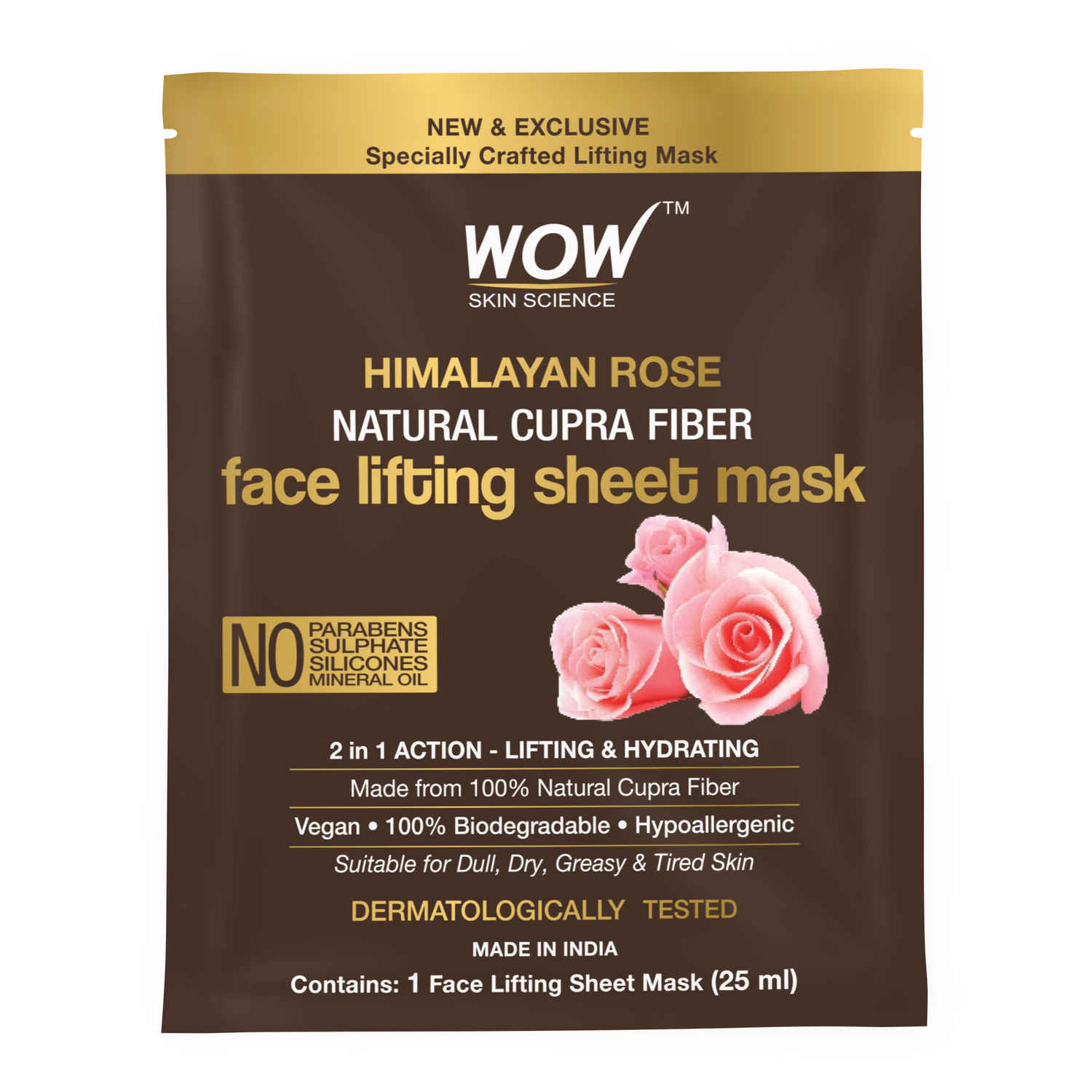 Buy WOW Skin Science Himalayan Rose Natural Cupra Fiber Face Lifting Sheet Mask - Skin Brightening, Skin Smoothening And Skin Toning - 25ml - Purplle