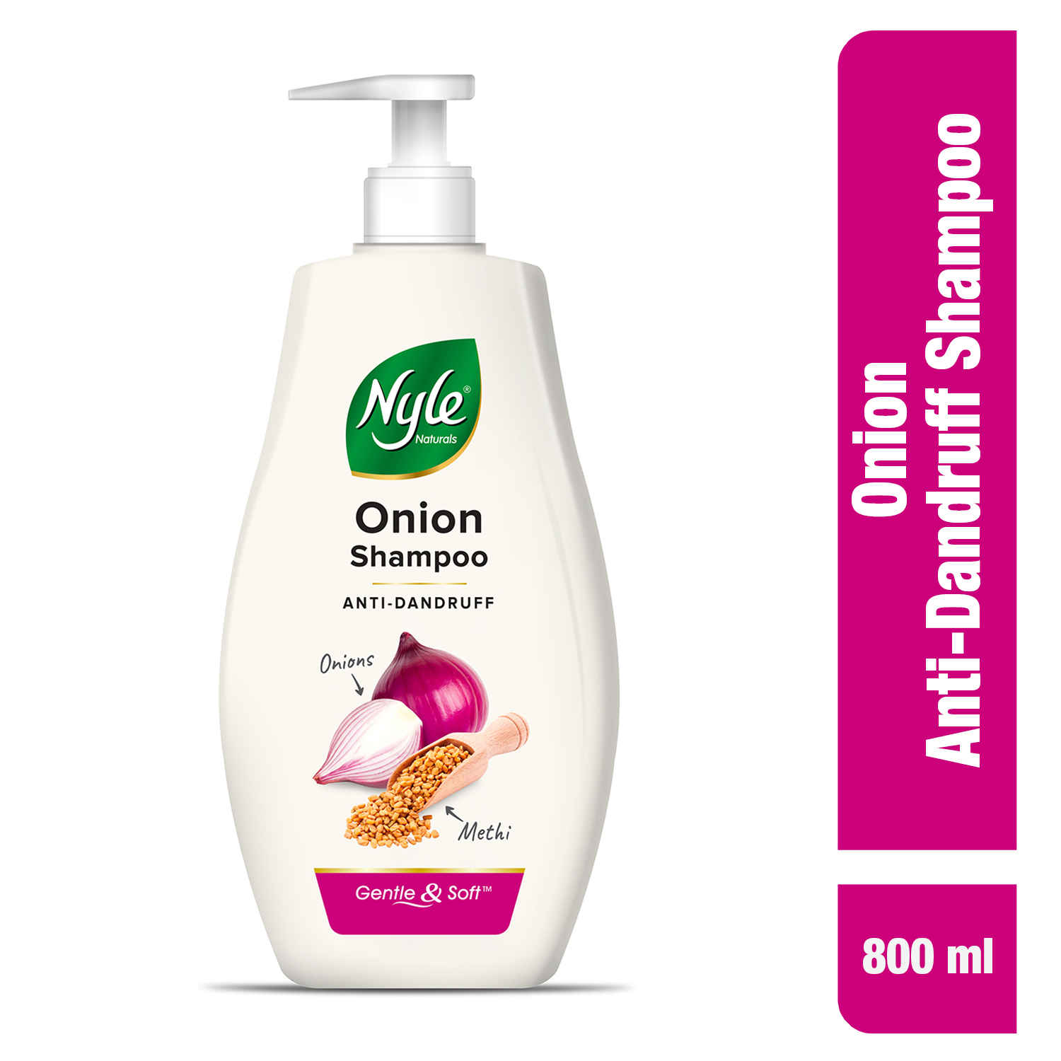 Buy Nyle Naturals Onion Anti-Dandruff Shampoo, With Onion and Fenugreek, Gental & Soft, pH Balanced and Paraben Free, For Men & Women,800ml - Purplle