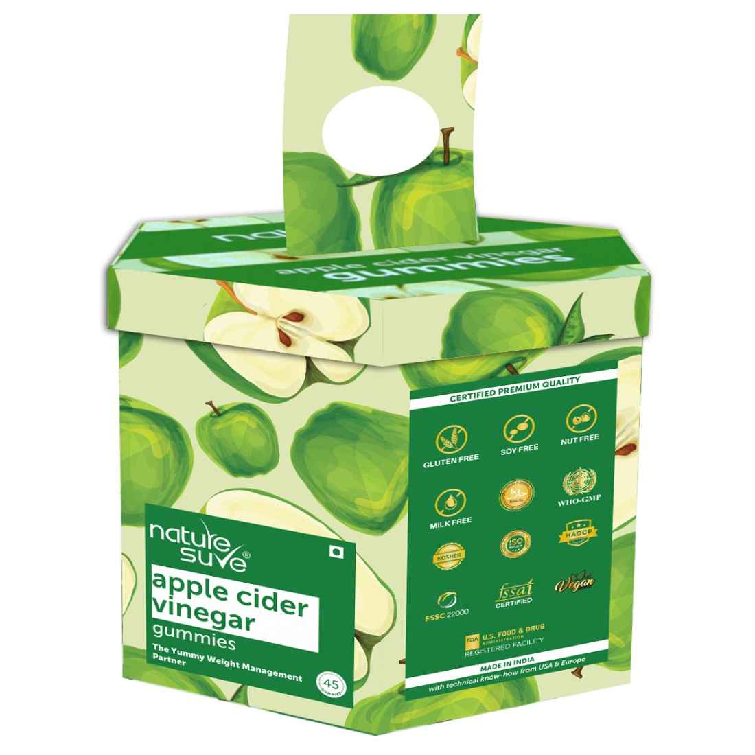 Buy Nature Sure Apple Cider Vinegar Daily Gummies for Yummy Weight Management - 1 Pack (45 Pieces) - Purplle
