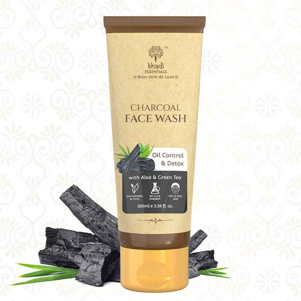 Buy Khadi Essentials Charcoal Face Wash with Aloe & Green Tea For Detox & Oil Control, 100ml - Purplle