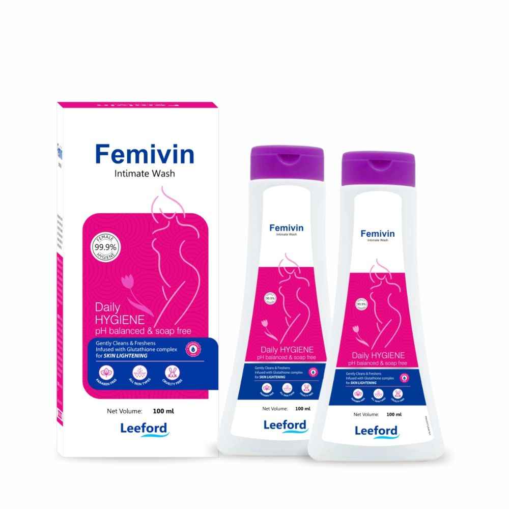 Buy Leeford Femivin Intimate Wash for Women Combo Pack of 2 (100ml) - Daily Hygiene || Maintain pH Balanced and Soap Free || Enriched with Tea Tree Oil || Daily use || Clean and Fresh All Day - Purplle