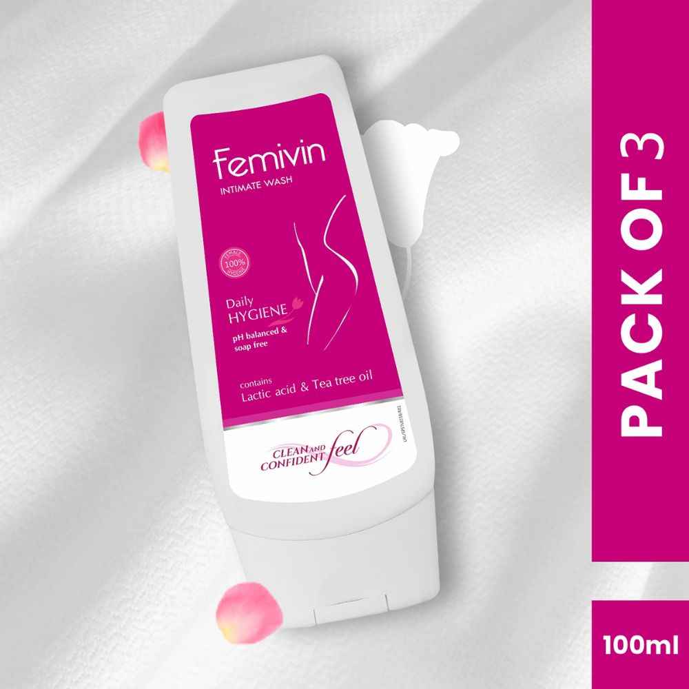 Buy Leeford Femivin Intimate Wash for Women Combo Pack of 3 (100ml) - Daily Hygiene || Maintain pH Balanced and Soap Free || Enriched with Tea Tree Oil || Daily use || Clean and Fresh All Day - Purplle