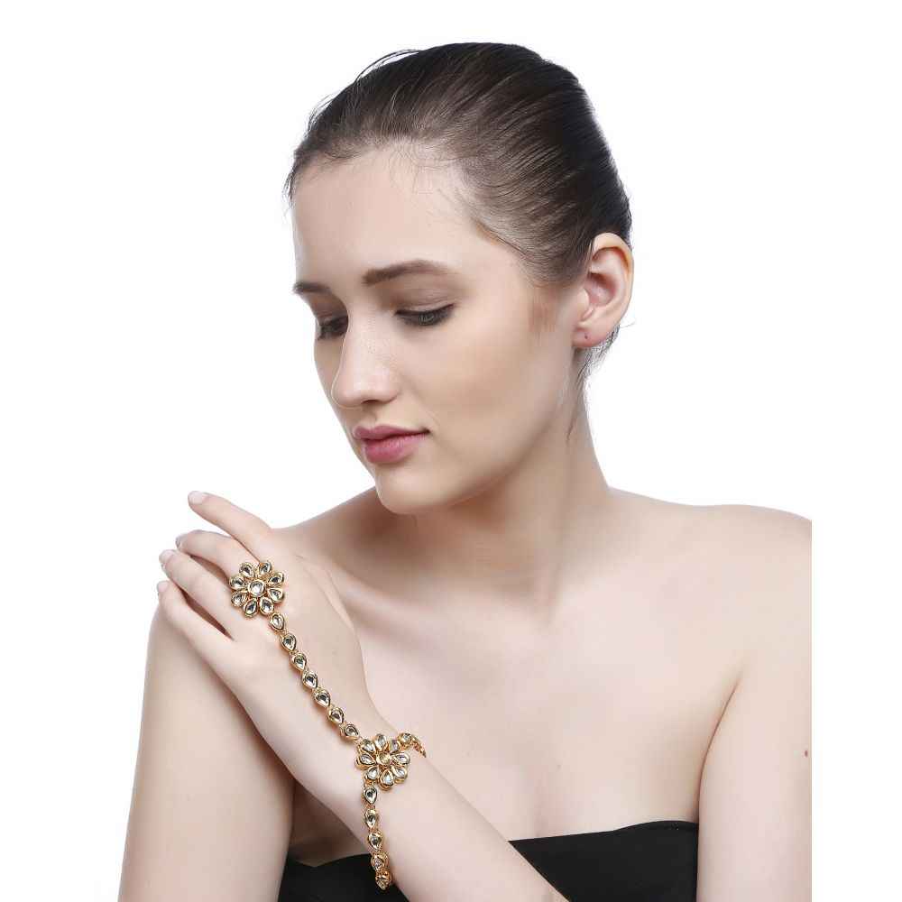Buy Bamboo Tree Jewels Kundan Bracelet Artificial Fashion Jewellery For Women Gold Color - Purplle