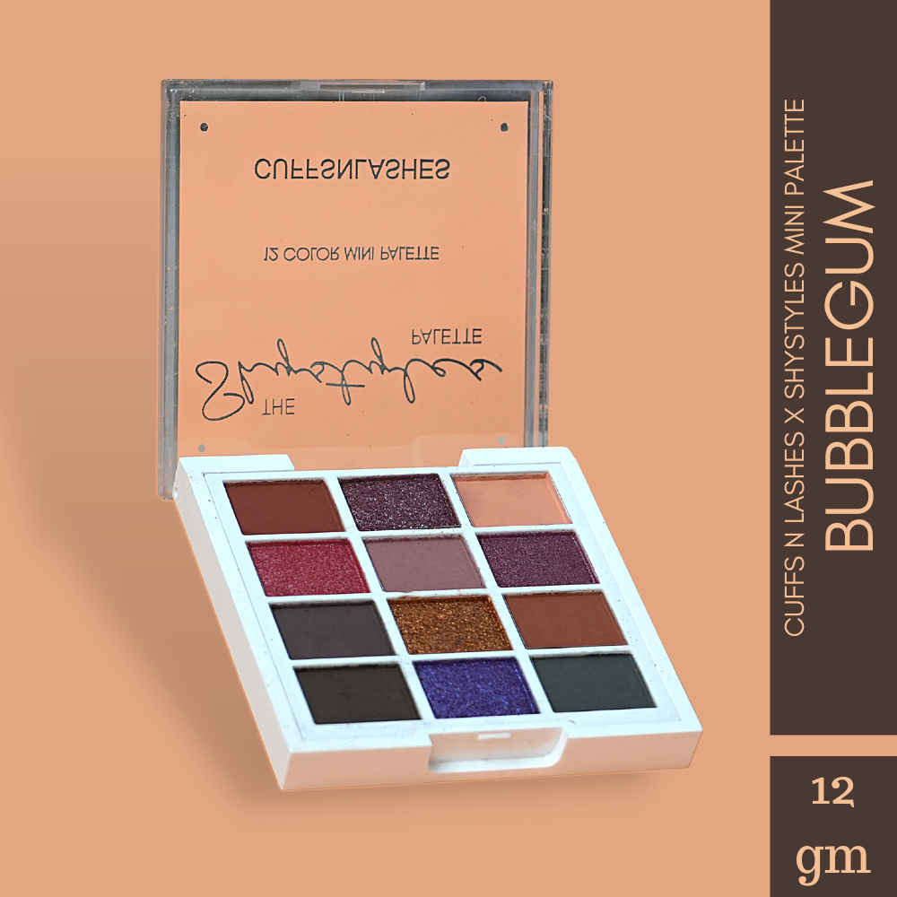 Buy Cuffs n Lashes x Shystyles | The Shystyles Palette | 12 Color Mini Palette - Bubblegum - 12 gm - Purplle