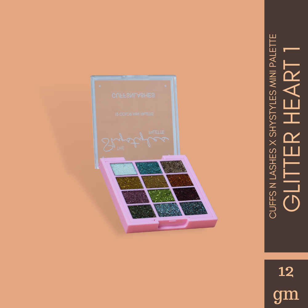 Buy Cuffs n Lashes x Shystyles | The Shystyles Palette | 12 Color Mini Palette - Glitter Heart 1 - 12 gm - Purplle