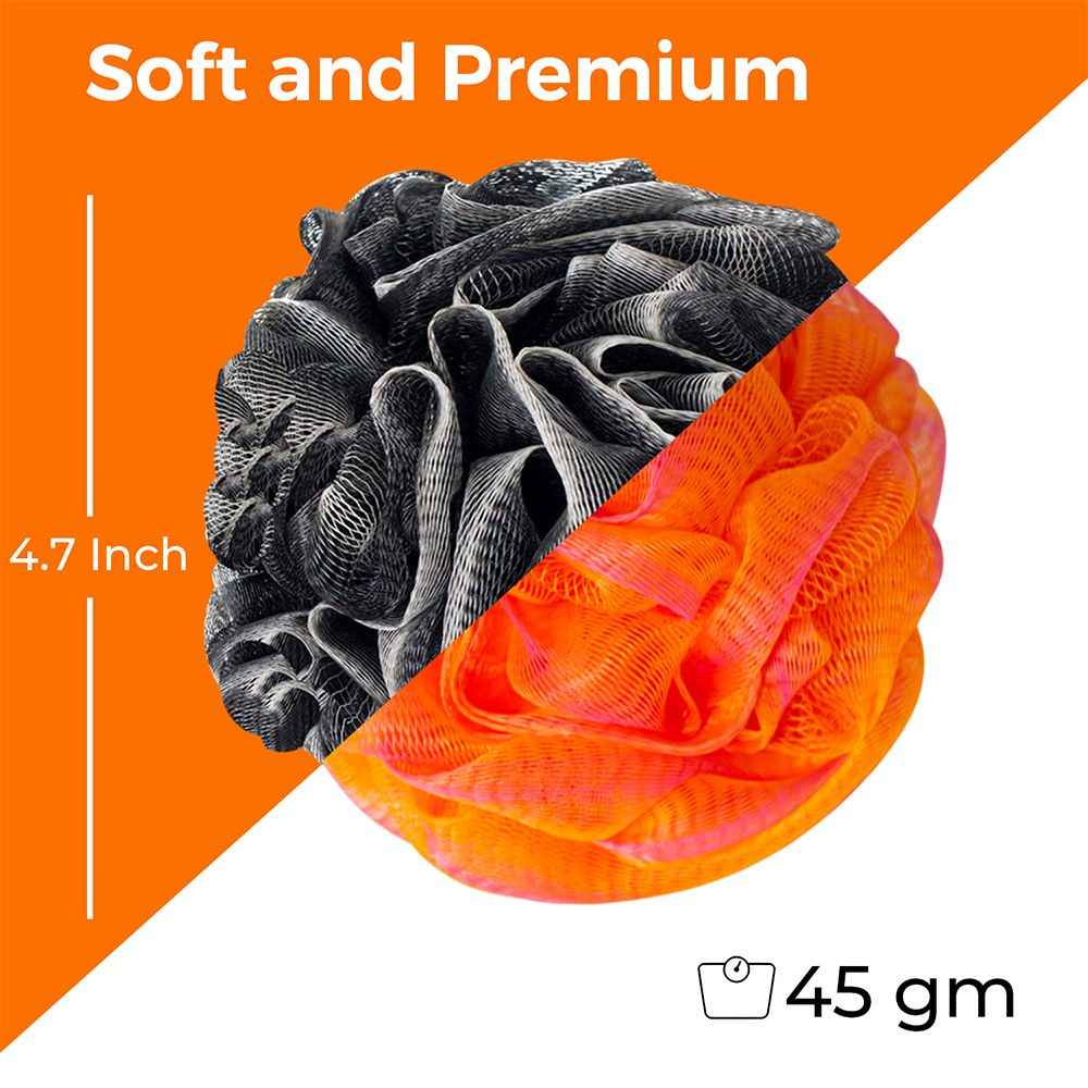 Buy Panache Premium Bath Puff Loofah Combo - 2 (Black & Orange) - Purplle