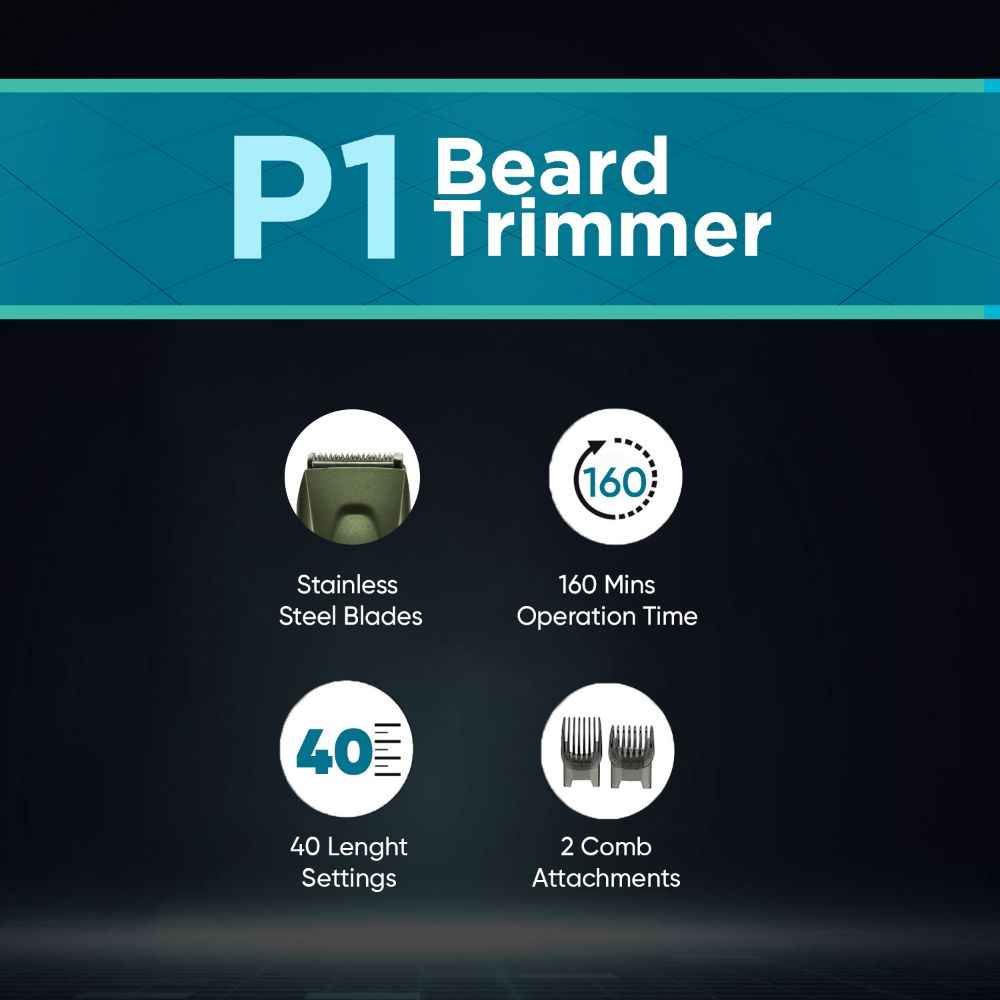 Buy VEGA Power Series P-1 Beard Trimmer for men with 160 Mins Runtime & 40 Length Settings, Green, (VHTH-25) - Purplle