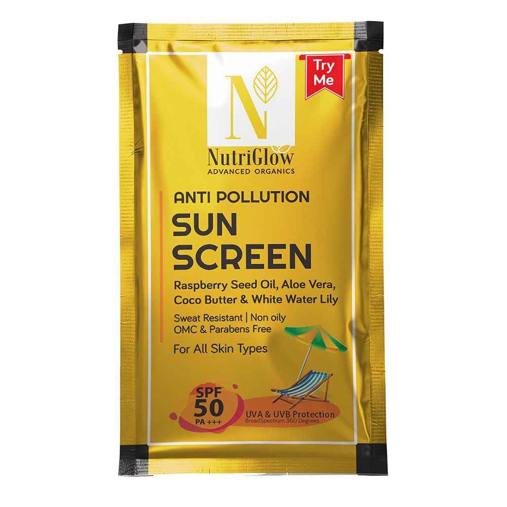 Buy NutriGlow Advanced Organics Anti Pollution Sun Screen SPF 50 For Whitening Effect 10 ml - Purplle