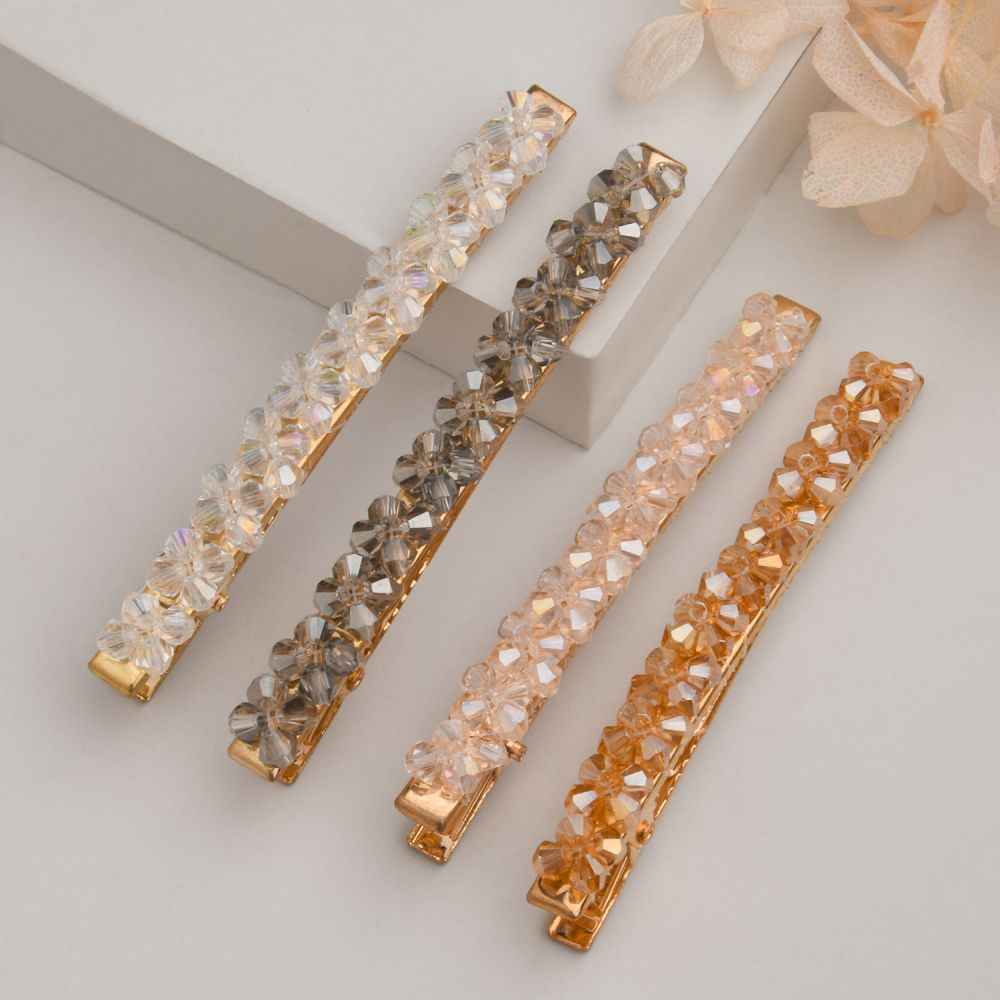 Buy Lilly & Sparkle Multi Colored Glass Beads Encrusted Bobby Pins Set Of 4 - Purplle