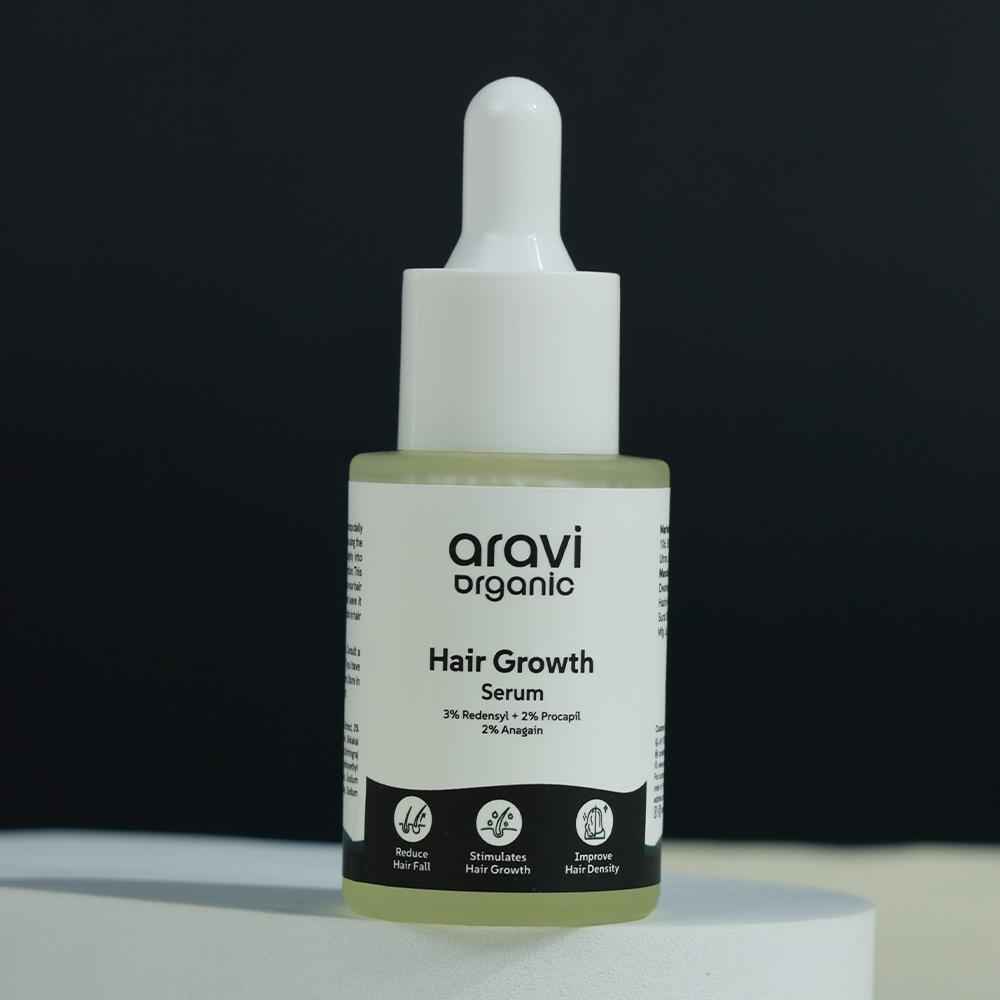 Buy Aravi Organic Hair Growth Serum with Redensyl, Anagain & Procapil | Reduces Hair Fall, Boosts Hair Density & Strength | Dermatologist Tested, Lightweight & Non-Greasy | For Men & Women – 30 ml - Purplle