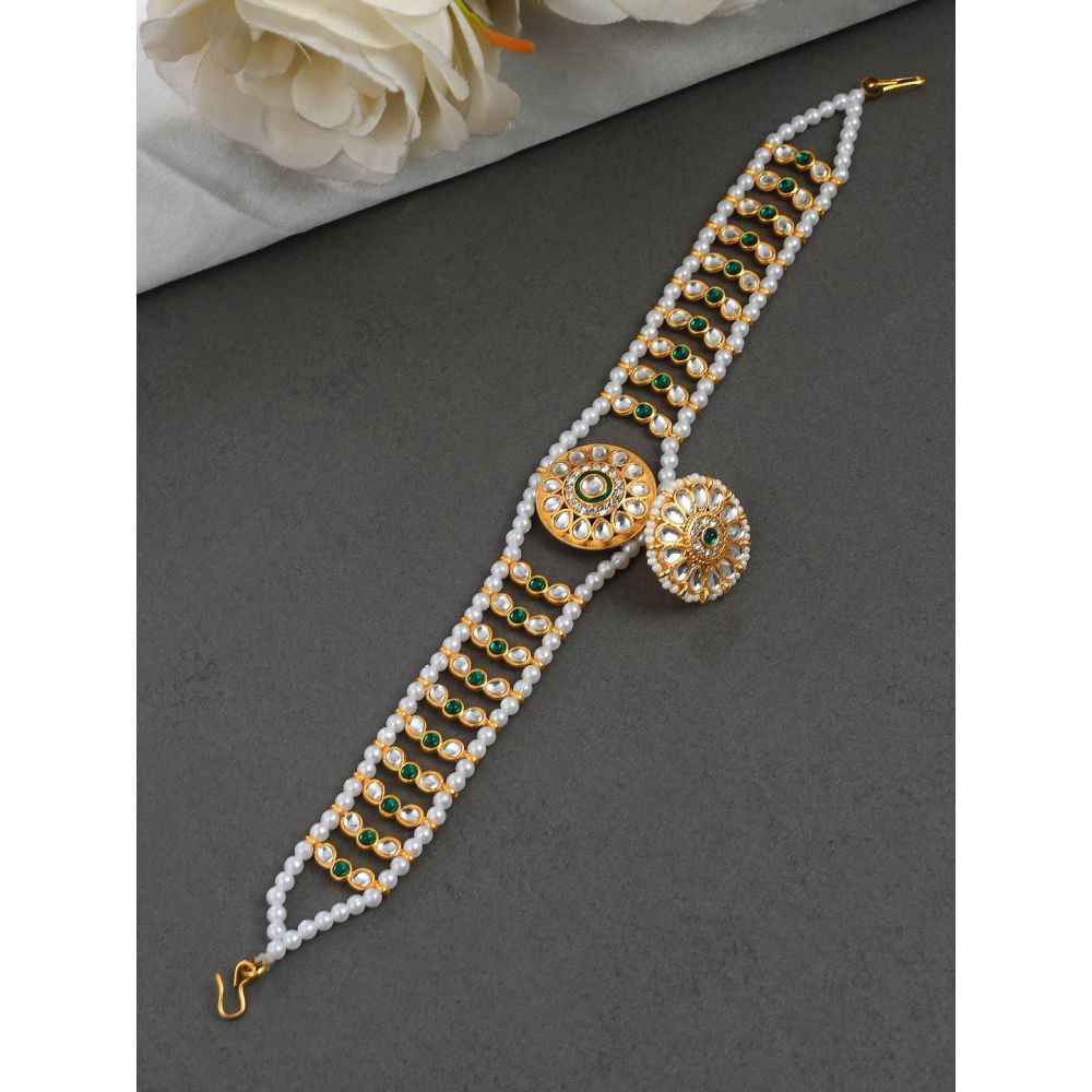 Buy Silvermerc Pearl Headband Rajputi Mathapati with Borla - Purplle
