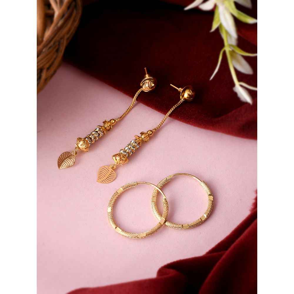Buy Silvermerc Set of 2 Gold Plated Contemporary Hoop and Dangle Earrings - Purplle