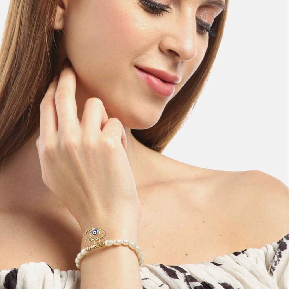 Buy Blueberry Women White Gold-Plated Handcrafted Evil Eye Charm Bracelet - Purplle