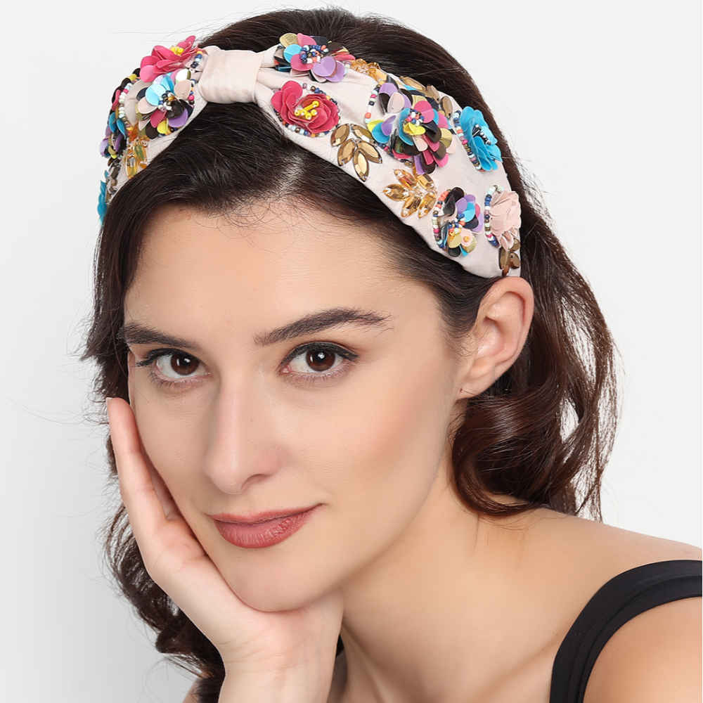 Buy Blueberry Women White & Pink Embellished Hairband - Purplle