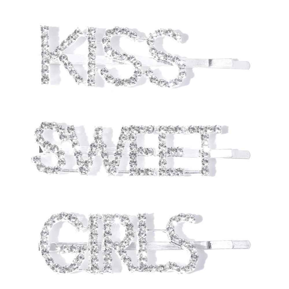 Buy Blueberry Women Set of 3 Silver-Plated Embellished Bobby Pins - Purplle