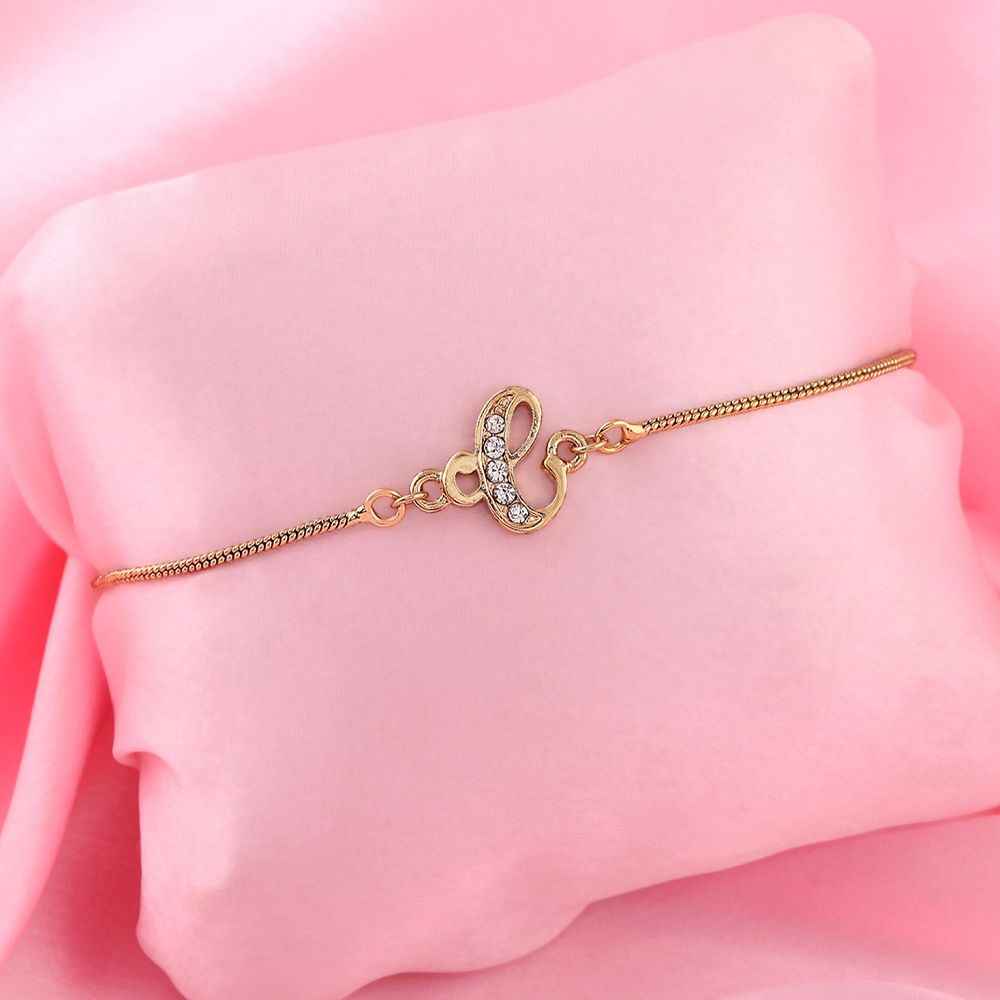 Buy Estele Gold Plated C Letter Bracelet With Crystals For Men & Women - Purplle