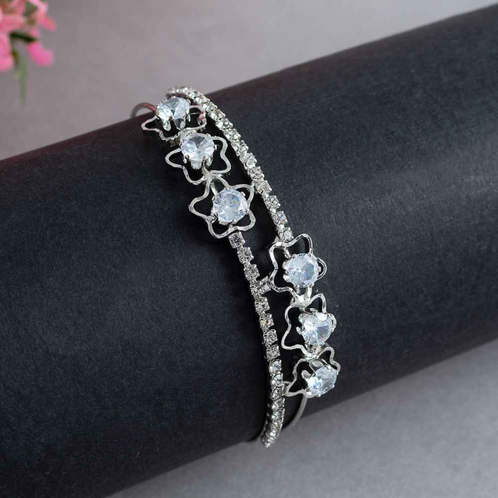 Buy Golden Peacock Girls Silver Toned Handcrafted Bangle-Style Bracelet - Purplle