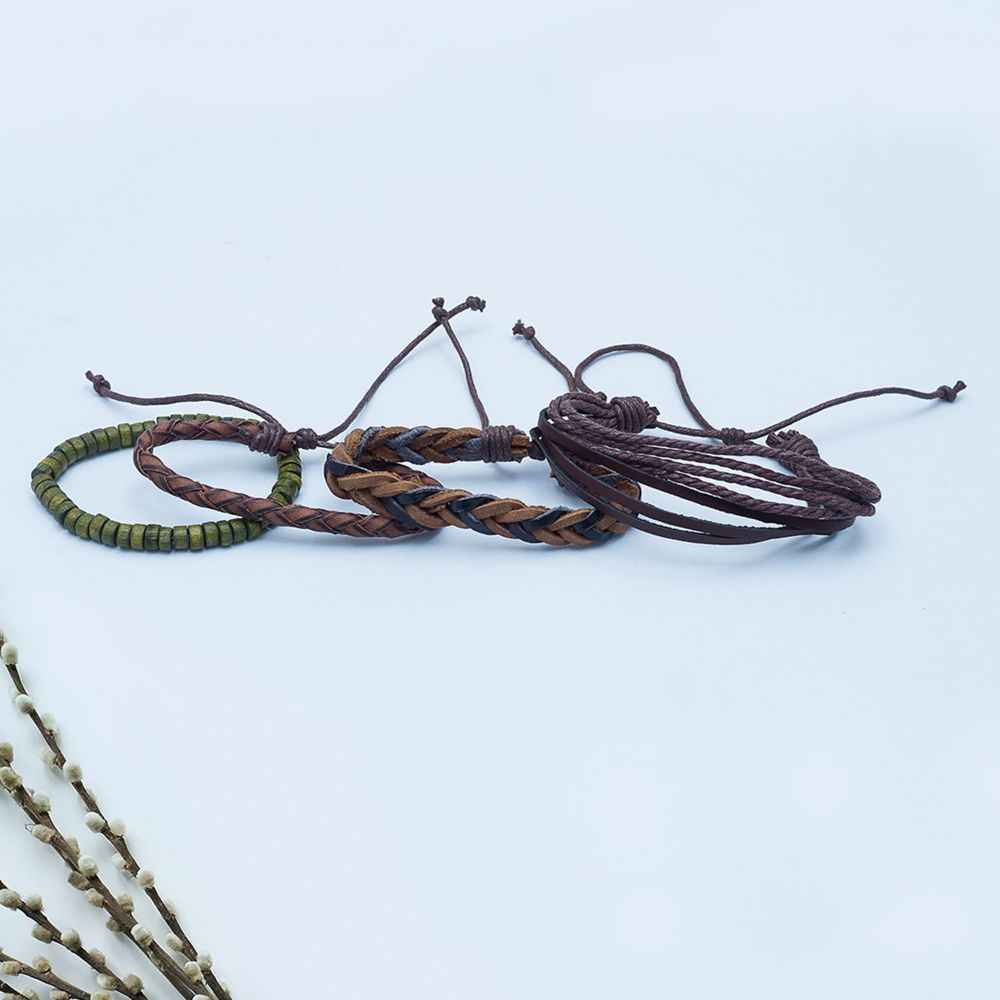 Buy Golden Peacock Unisex Set of 4 Handcrafted Bracelets - Purplle