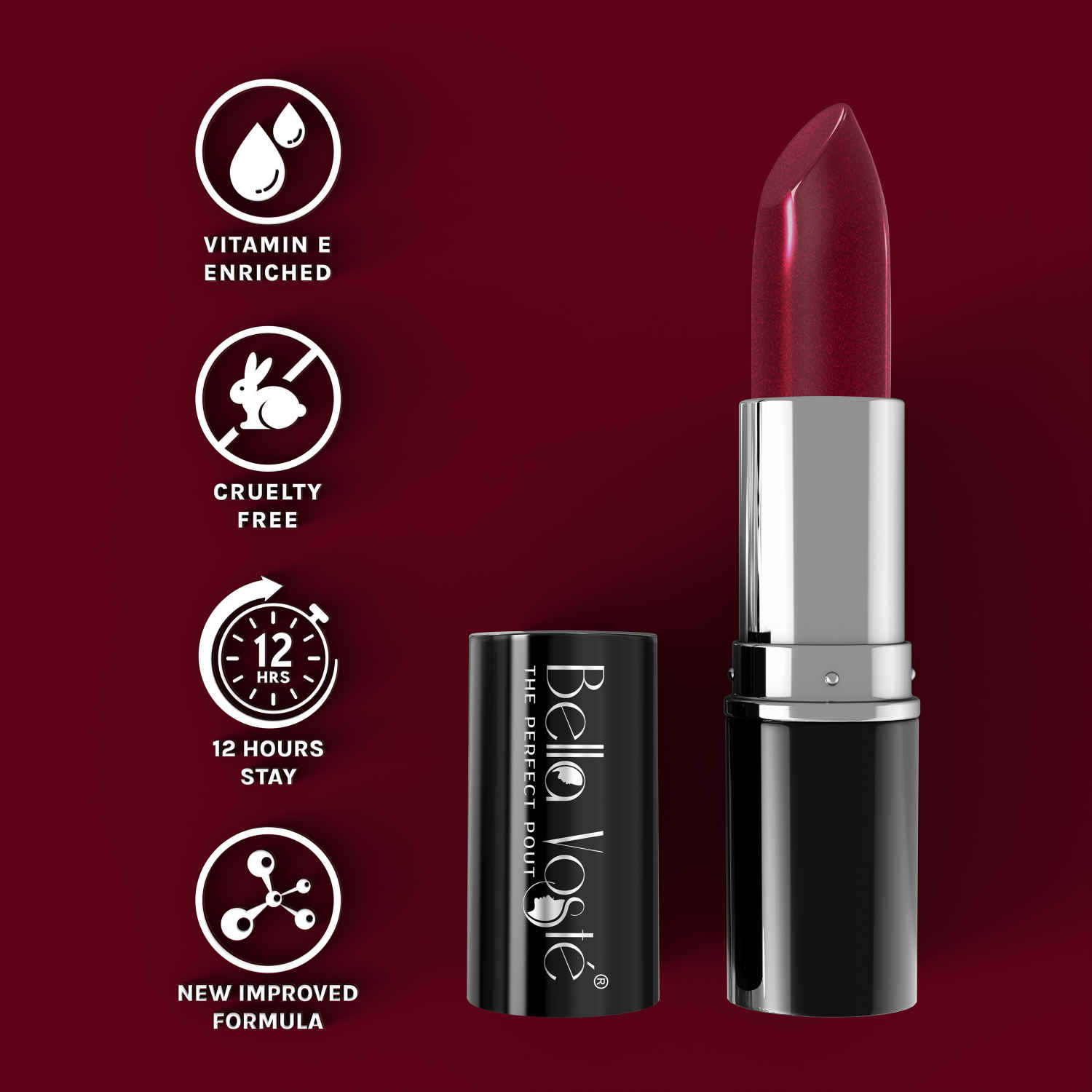 Buy Bella Voste Sheer Creme Lust Lipstick | Metallic Finish | Cruelty Free | Long Lasting Improved Formula | One Stroke Aplication | Highly Pi gmented | M01-Stunner | 4.2 g - Purplle