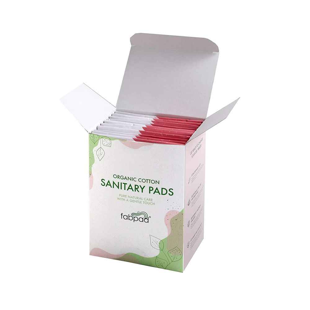 Buy FabPad Organic Cotton Ultra Thin Rash Free Sanitary Pads with Disposable Cover (350 mm, Pack of 10) - Purplle