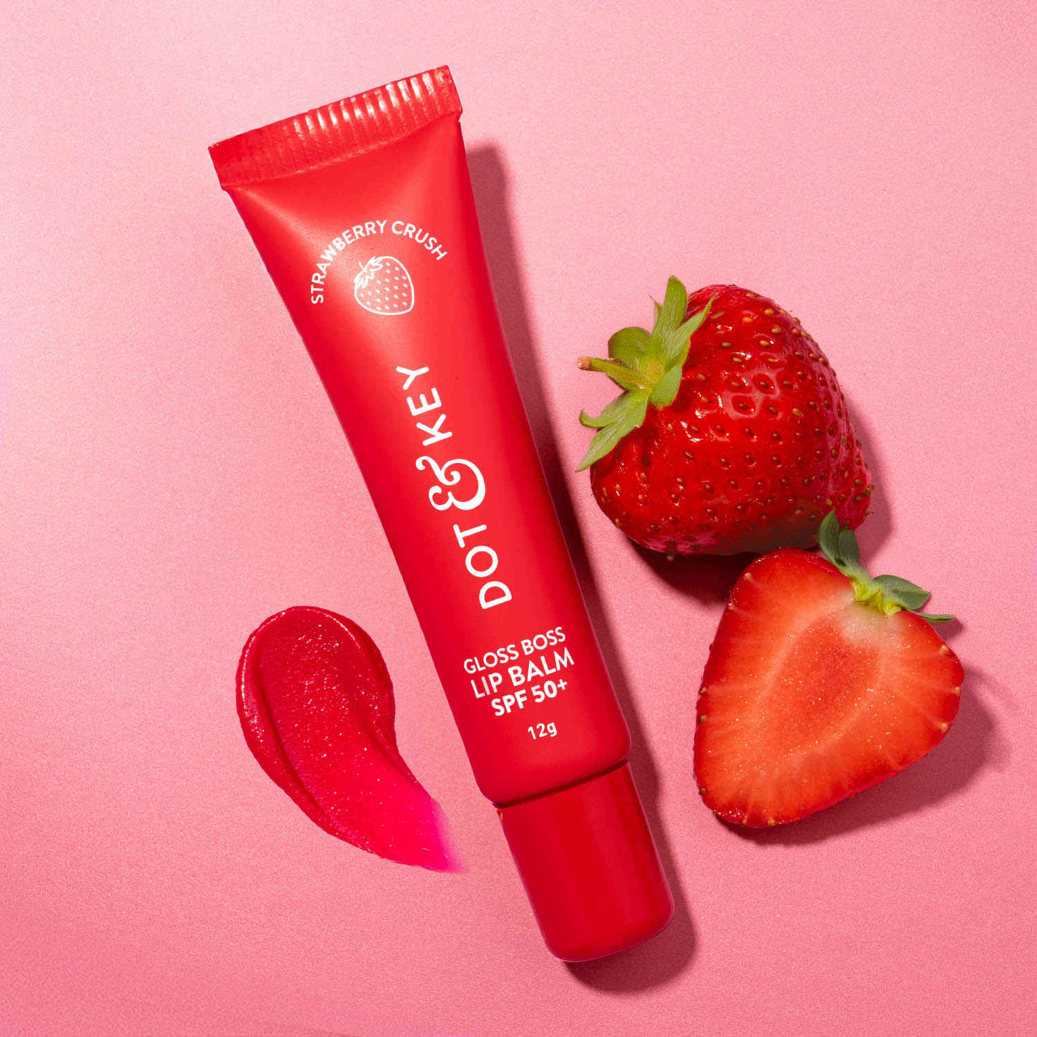 Buy Dot & Key Gloss Boss Strawberry Crush SPF 50 Lip Balm with Vitamin C+E, Tinted Lip balm for Soft and Naturally Pink Lips,A  Fades Lip Pi gmentation, Lip balm for Dry & Dark Lips to Lighten - 12 gm - Purplle