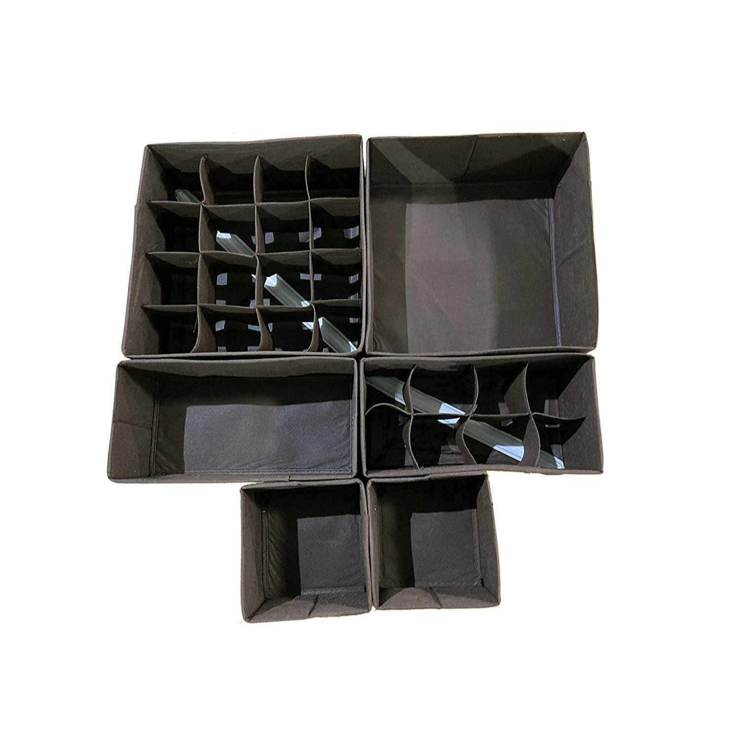 Buy House of Quirk 6 Pack Foldable Drawer Organizer Dividers Cloth Storage Box Closet Dresser Organizer Cube Fabric Containers (Brown)_(SET6_INNORG_BRO) - Purplle