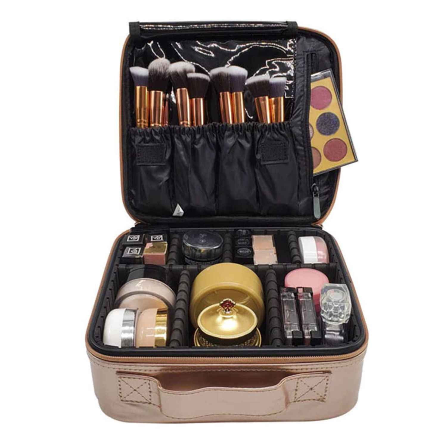 Buy House of Quirk Makeup Cosmetic Storage Case with Adjustable Compartment (Rose Gold)_(MAKEUP_CASE_SMALL_RGOLD) - Purplle