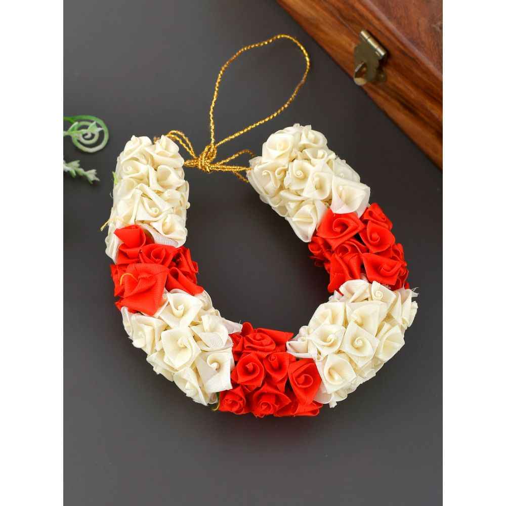 Buy Silvermerc Designs Red and White Flower Hair bun Accessory set - Purplle