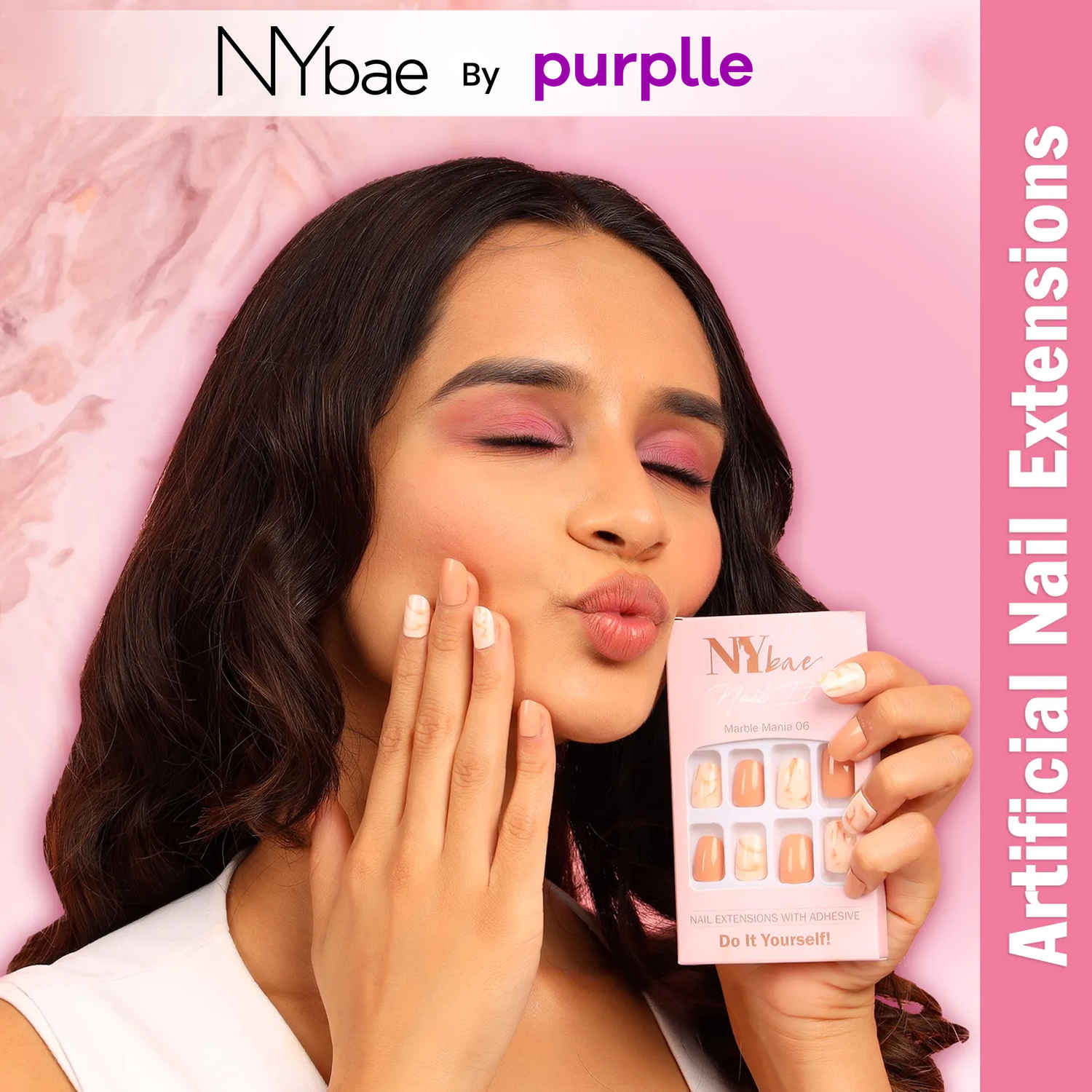 Buy NY Bae Nail It Nail Extensions With Adhesive - Marble Mania 06 | 24 Nails Set | Artificial Nails | Easy Application | Long Lasting | Nail Art Kit - Purplle