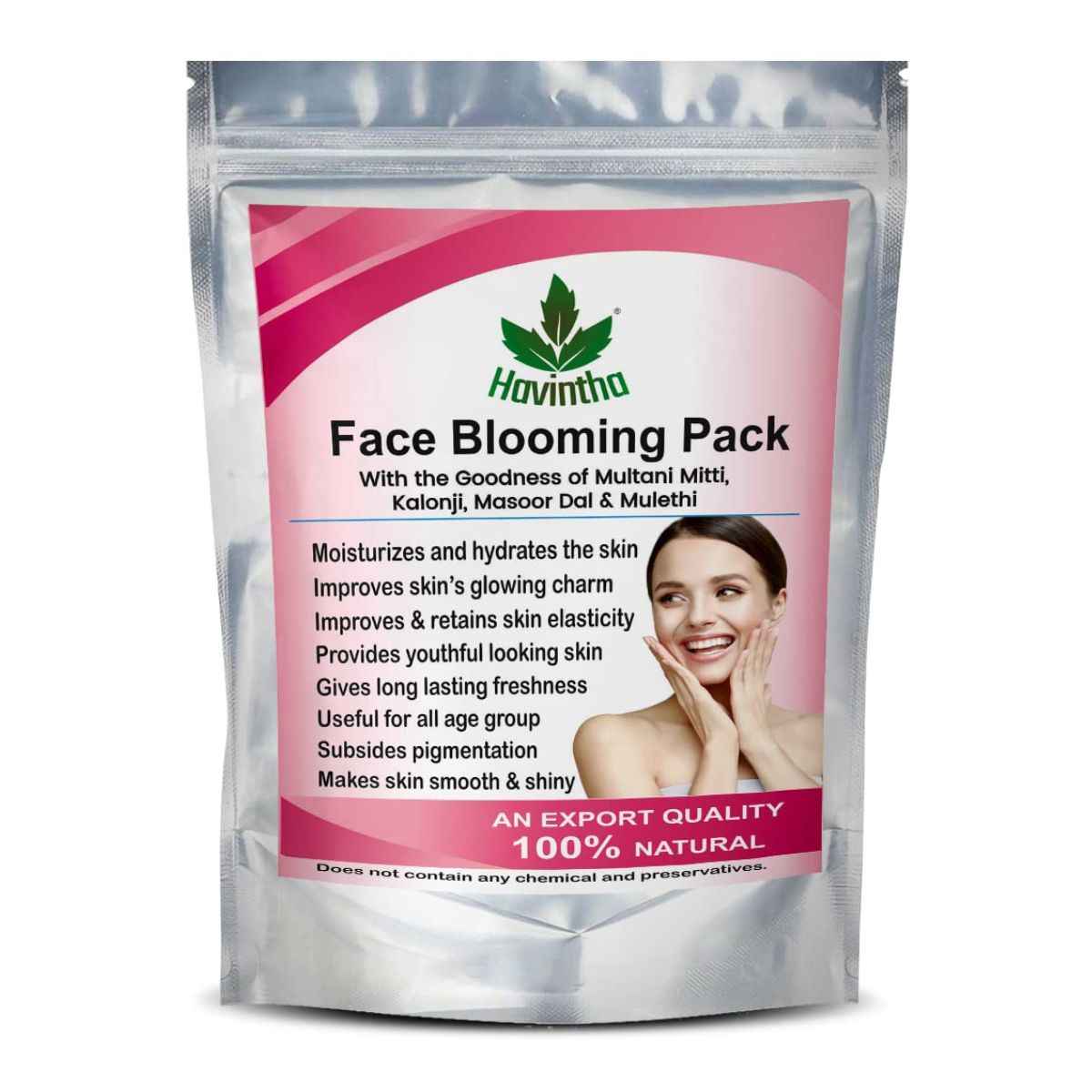 Buy Havintha Blooming Face Pack - Kalonji Seed, Masoor Dal, Mulethi, Multani Mitti Powder (227 gm) - Purplle