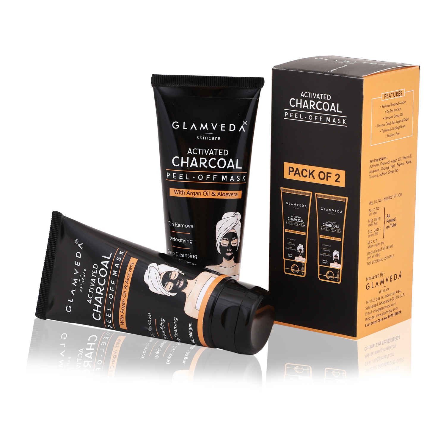 Buy Glamveda Activated Charcoal Peel Off Mask Pack Of 2 - Purplle