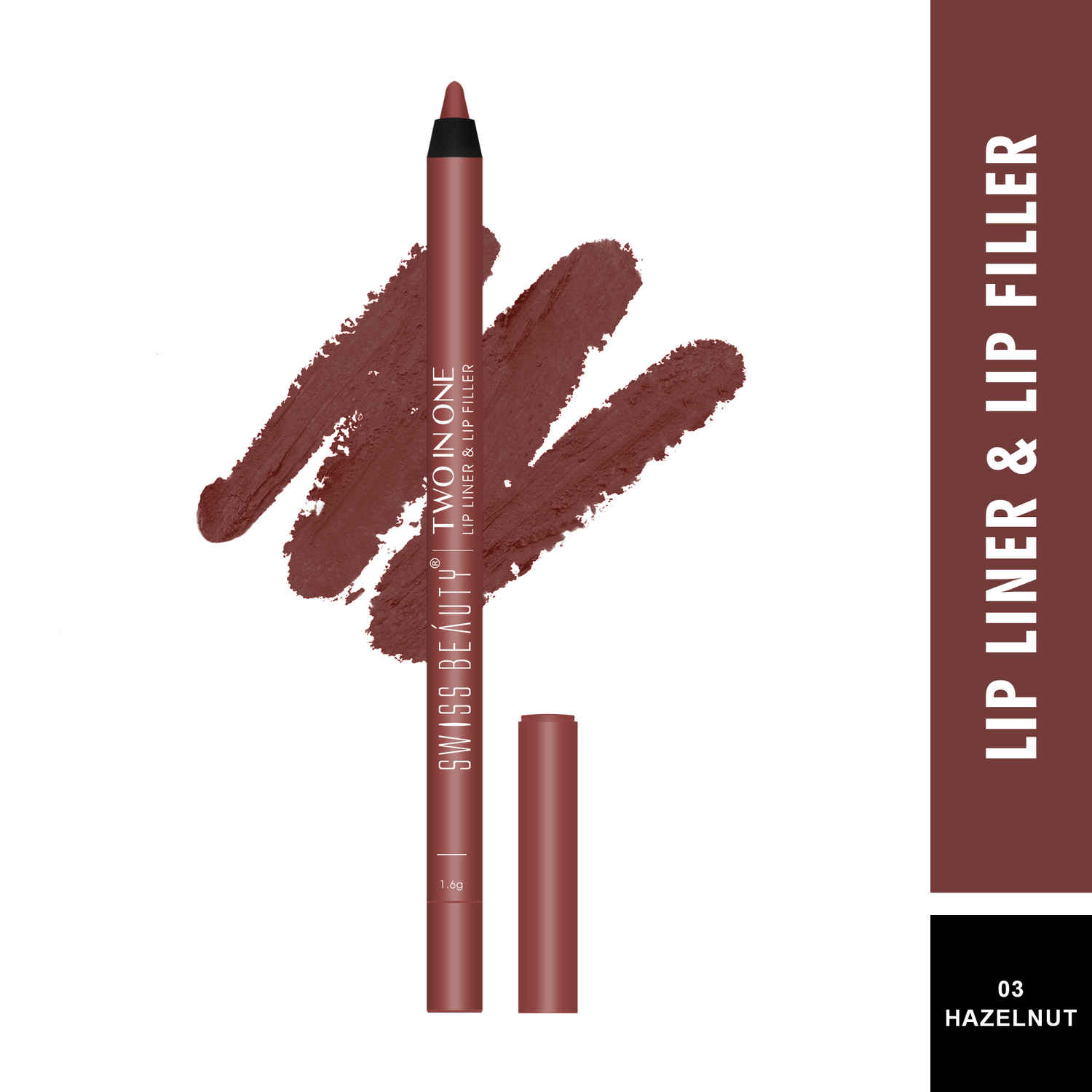 Buy Swiss Beauty Two in One Lip Liner & Lip Filler 03 Hazelnut - 1.6 gm - Purplle
