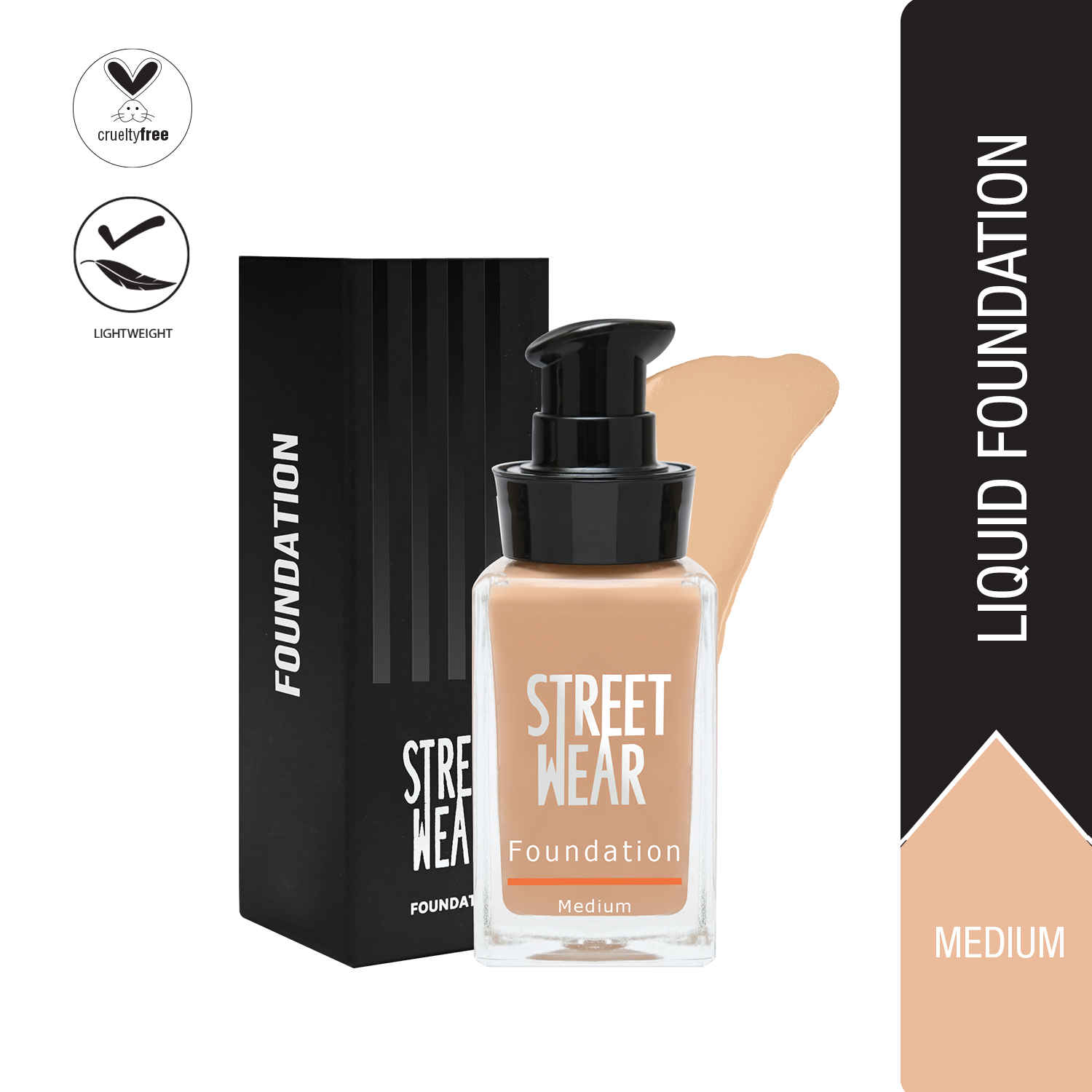 Buy STREET WEAR® Foundation -Medium (Medium) - 30 ml -Weightless, Buildable Coverage, Breathable, Water-based Formulation for Daily Use, Enriched with Vitamin E - Purplle
