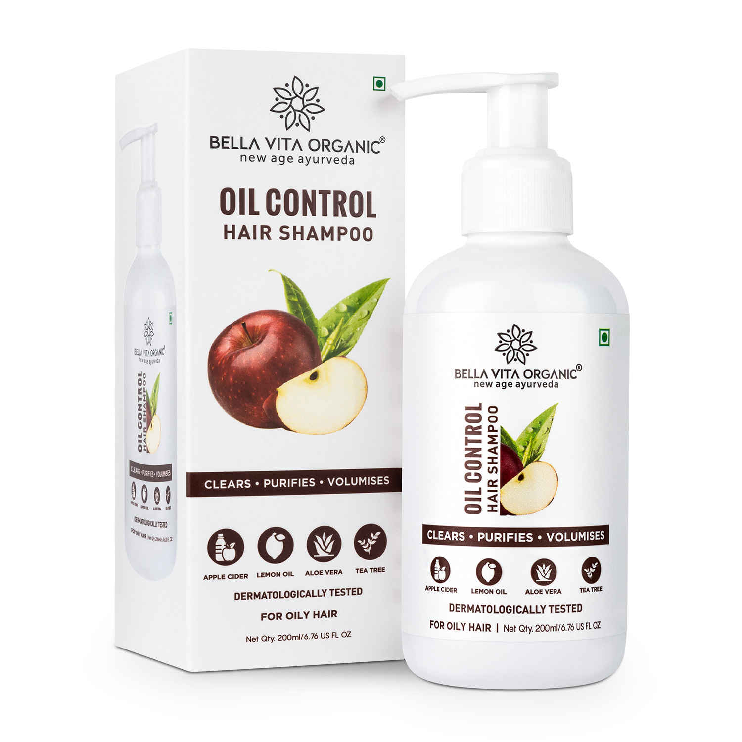 Buy Bella Vita Organic Oil Control Shampoo for Oily Hair and Scalp, Anti Dandruff 200 ml - Purplle